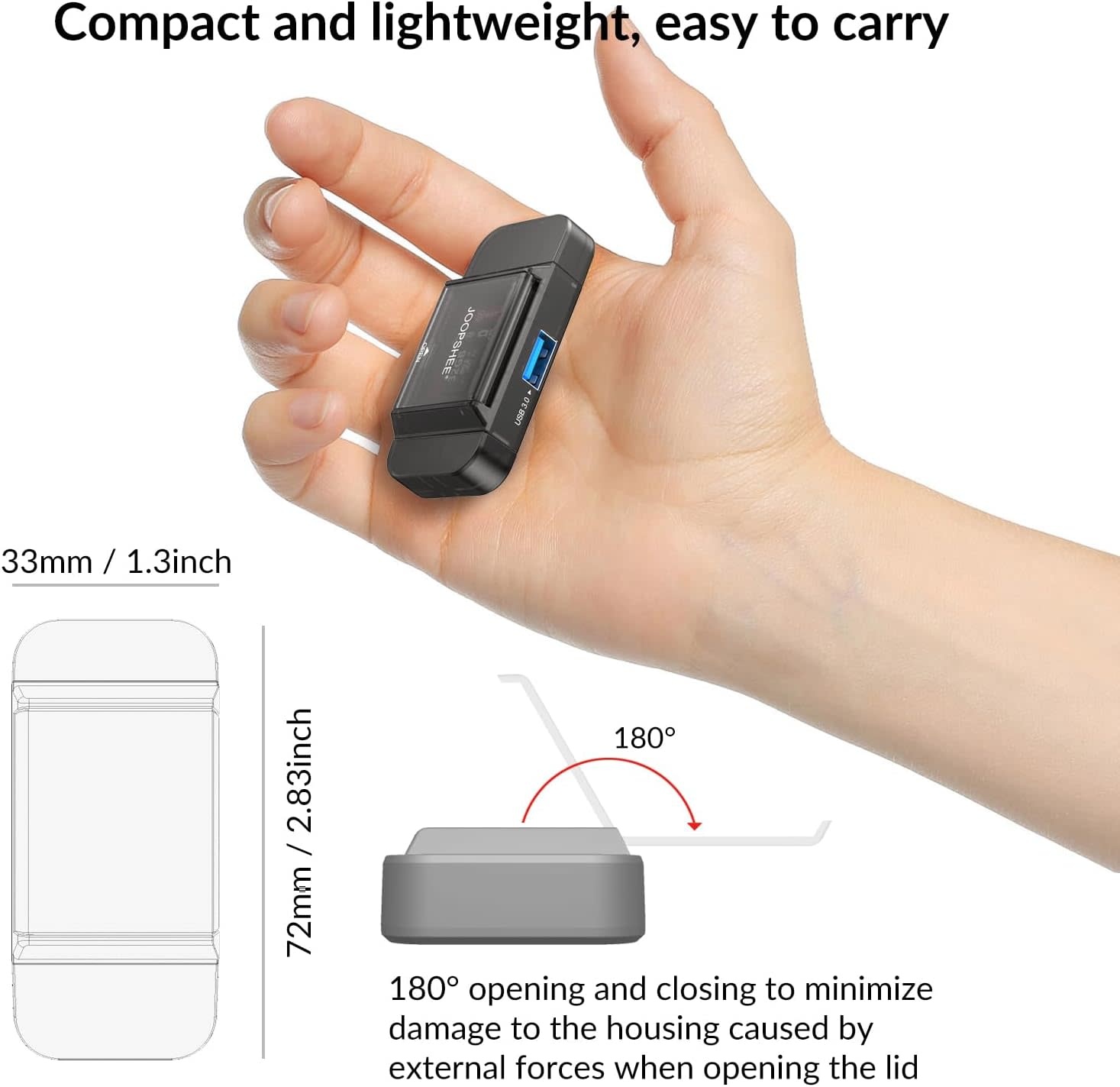 HOIOS SD Card Reader USB-C, 3-in-1 Memory Card Reader
