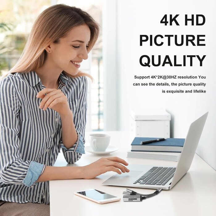 USBCAUX+CH - Apitiong 4-in-1 USB C to 3.5mm Headphone Audio Adapter with 60W PD Fast Charging, USB OTG Dongle & TF/SD Card Reader, Hi-Res DAC Splitter Compatible with iPhone15/16, iPadPro, MacBook, Galaxy S23 and most