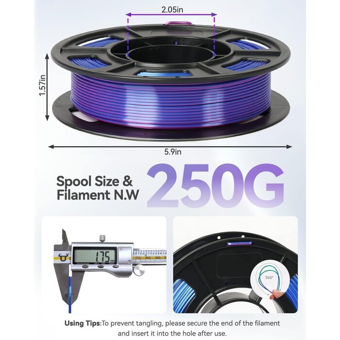 EPELAY-SILK-PLA-GRN-RED - Epelay Silk PLA Green and Rose Red, 3D Printer Filament Bundle, Dual Color, 250g Per Spool, 1.75mm 3D Printing Filament, Dual-Color Silk Finish, Neatly Wound, Fits Most FDM 3D Printers