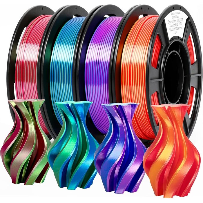 EPELAY-SILK-PLA-GRN-RED - Epelay Silk PLA Green and Rose Red, 3D Printer Filament Bundle, Dual Color, 250g Per Spool, 1.75mm 3D Printing Filament, Dual-Color Silk Finish, Neatly Wound, Fits Most FDM 3D Printers