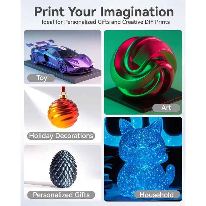 EPELAY-SILK-PLA-GRN-RED - Epelay Silk PLA Green and Rose Red, 3D Printer Filament Bundle, Dual Color, 250g Per Spool, 1.75mm 3D Printing Filament, Dual-Color Silk Finish, Neatly Wound, Fits Most FDM 3D Printers