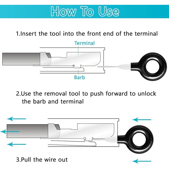 ‎TRTK-41PC-BLU - Kikerike Terminal Removal Tool Kit 41 Pcs Depinning Tool Electrical Connector Pin Removal Tool Kit Pin Extractor Tool Set Wire Terminal Release Tool for Automotive Car Household Devices - Blue