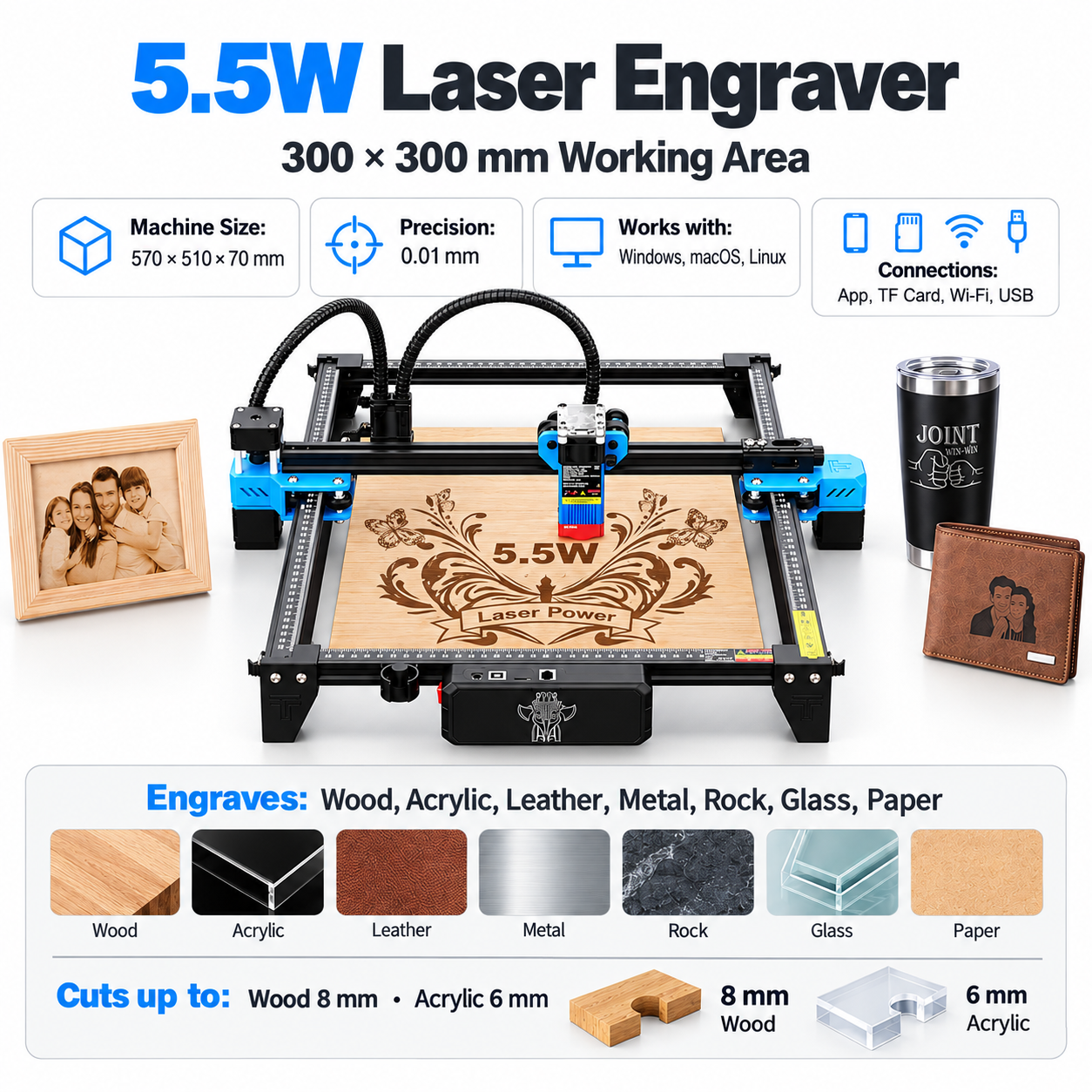 TTS-55-PRO - Twotrees Pro Laser Engraver 5500mW Laser Engraving Machine