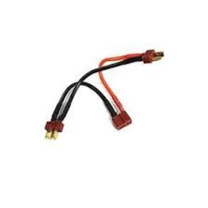 T-PLUG/DEANS-F2DUAL/M  - FLY RC T-Plug/Deans Parallel Connector 1 Female to 2 Male Battery Connector Cable for RC LiPO Battery (1 Female to 2 Male)