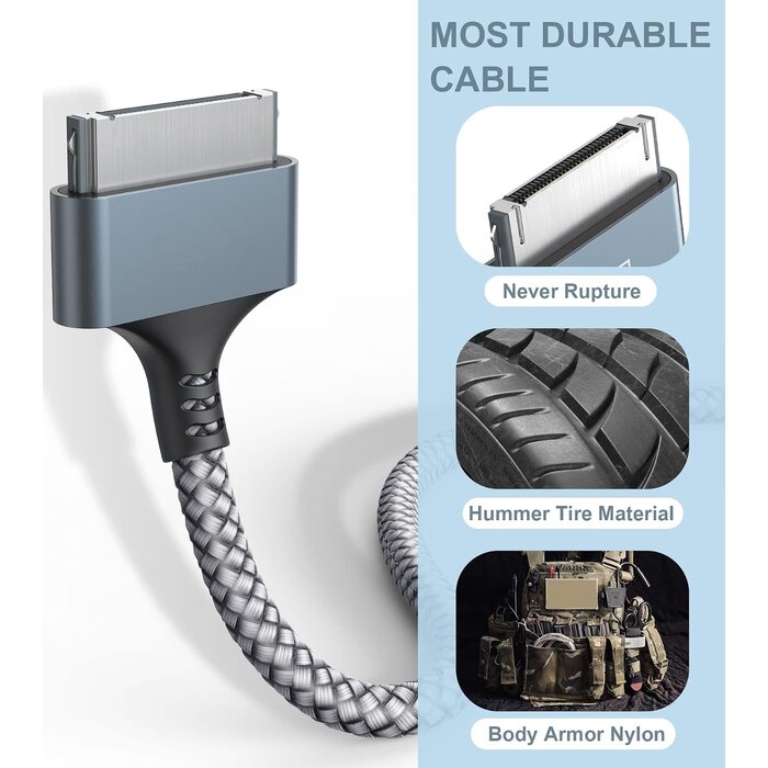 APPLE-30PIN-6FT - Herfair 30-Pin Charger Cable for Old iPhone/iPod/iPad Fast Charging & Data, 3FT Nylon Braided USB Power Cable Fits for iPhone 4/4s/3G/3GS, iPad 1 2 3, iPod Touch 4 3 2 1, iPod Classic/Nano 3 4 5 6