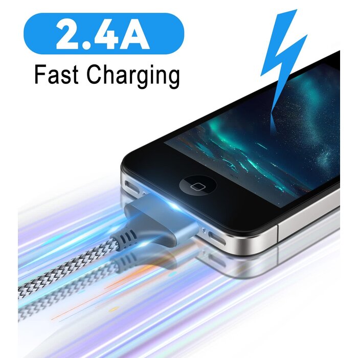 APPLE-30PIN-6FT - Herfair 30-Pin Charger Cable for Old iPhone/iPod/iPad Fast Charging & Data, 3FT Nylon Braided USB Power Cable Fits for iPhone 4/4s/3G/3GS, iPad 1 2 3, iPod Touch 4 3 2 1, iPod Classic/Nano 3 4 5 6