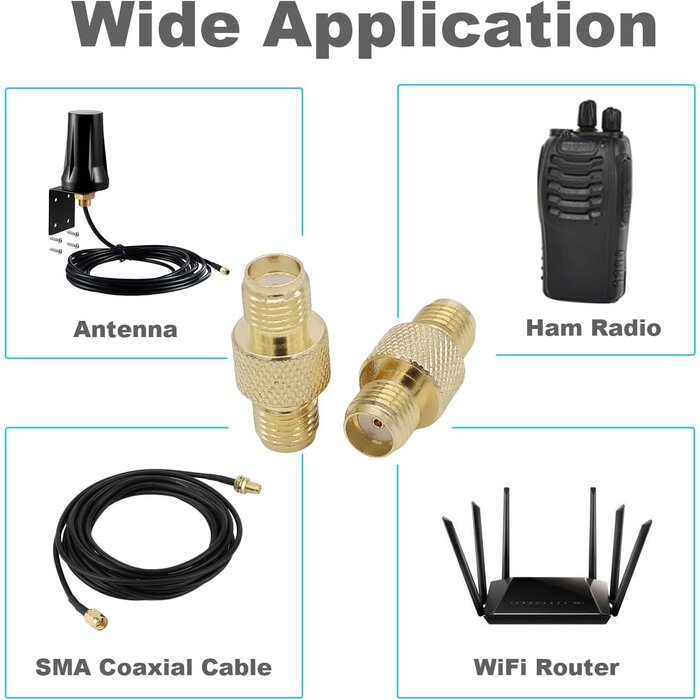 SMAF-FF - exgoofit SMA Connector FPV Antennas Radio Adapter SMA Female to Female Barrel Adapter Antenna Jack Adapter SMA to SMA Coupler Adapter for Antennas Wireless LAN Devices Coaxial Cable