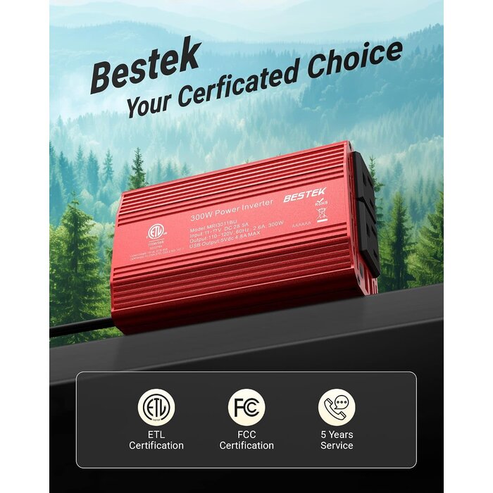 300W-INVERTER - BESTEK Power Inverter DC 12-17V to AC 110V - 300W Car Plug Adapter Outlet