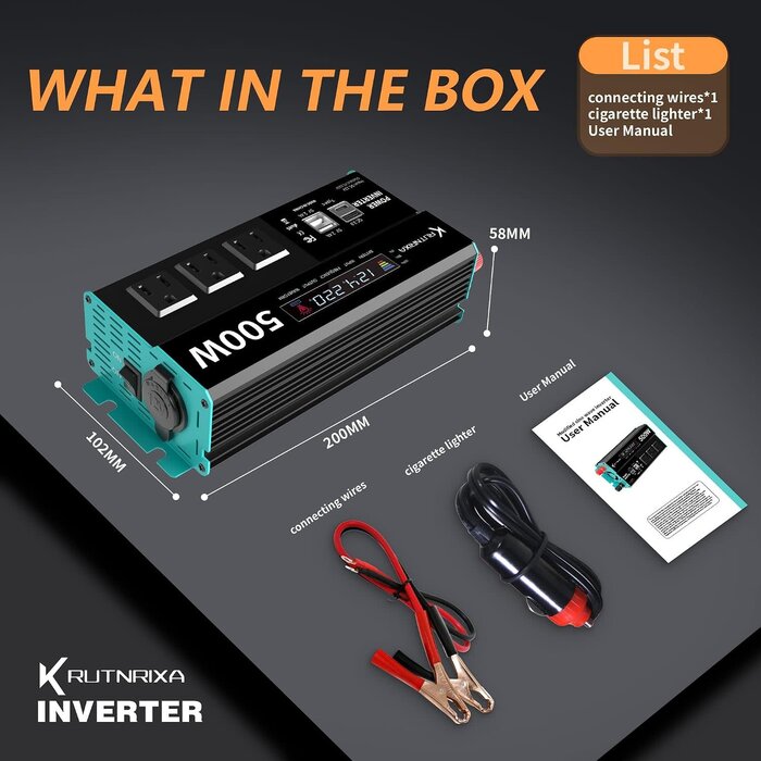 500W Continuous/1000W Peak Car Power Inverter DC 12V to AC 110V Adapter with 2 AC Outlets and 2A USB Charging Port