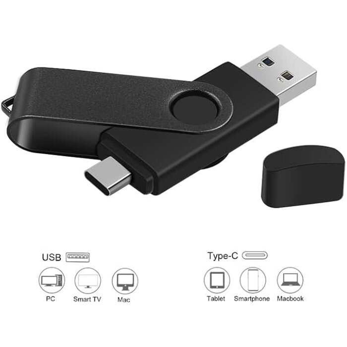 USBC-256GB-FD - MORIC 256GB Dual USB Flash Drive USB C & USB A 2-in-1 Thumb Drive for PC,External Memory Stick for Photos/Videos
