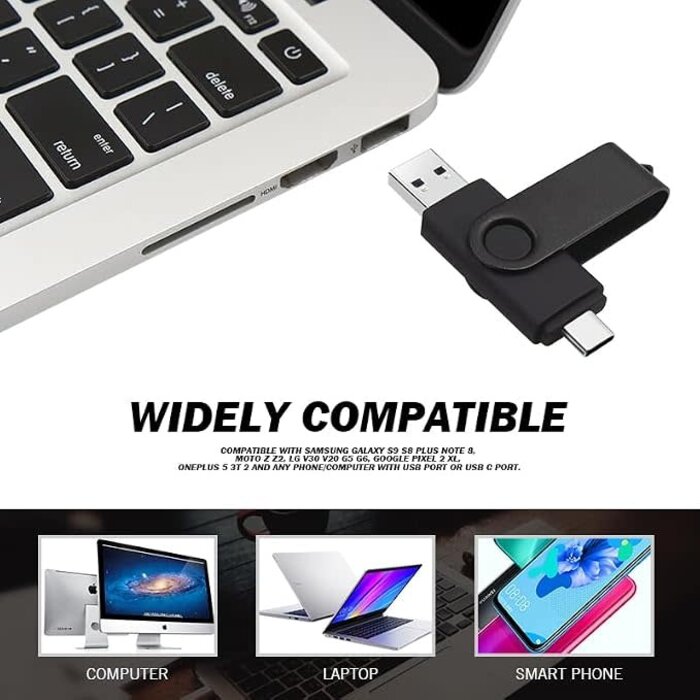 USBC-256GB-FD - MORIC 256GB Dual USB Flash Drive USB C & USB A 2-in-1 Thumb Drive for PC,External Memory Stick for Photos/Videos