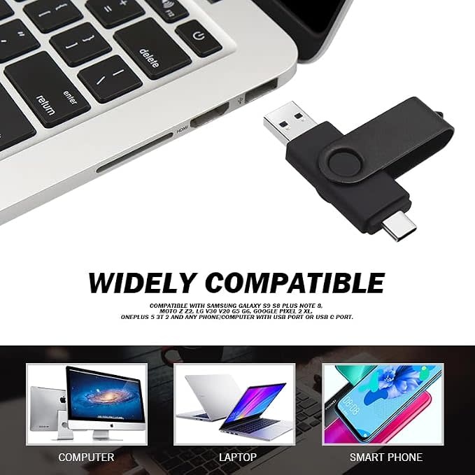 USBC-256GB-FD - MORIC 256GB Dual USB Flash Drive USB C & USB A 2-in-1 Thumb Drive for PC,External Memory Stick for Photos/Videos