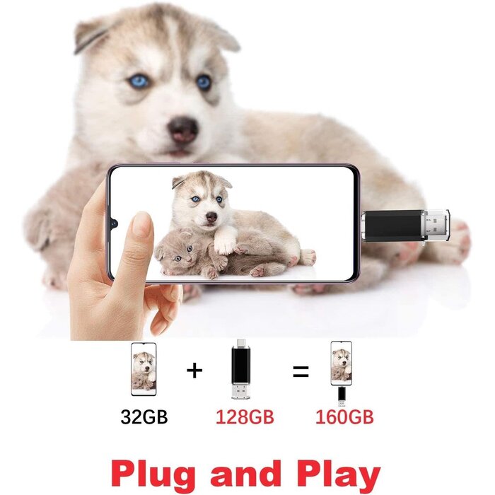 USBC-128GB-FD - Vansuny 128GB USB C Flash Drive 2 in 1 OTG USB 3.0+USB C Memory Stick with Keychain Thumb Drive Photo Stick Jump Drive for Android Smartphones, Computers, MacBook, Tablets, PC