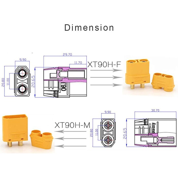 XT90-Pair - Maclan Racing XT90 Connectors (1 pair)
