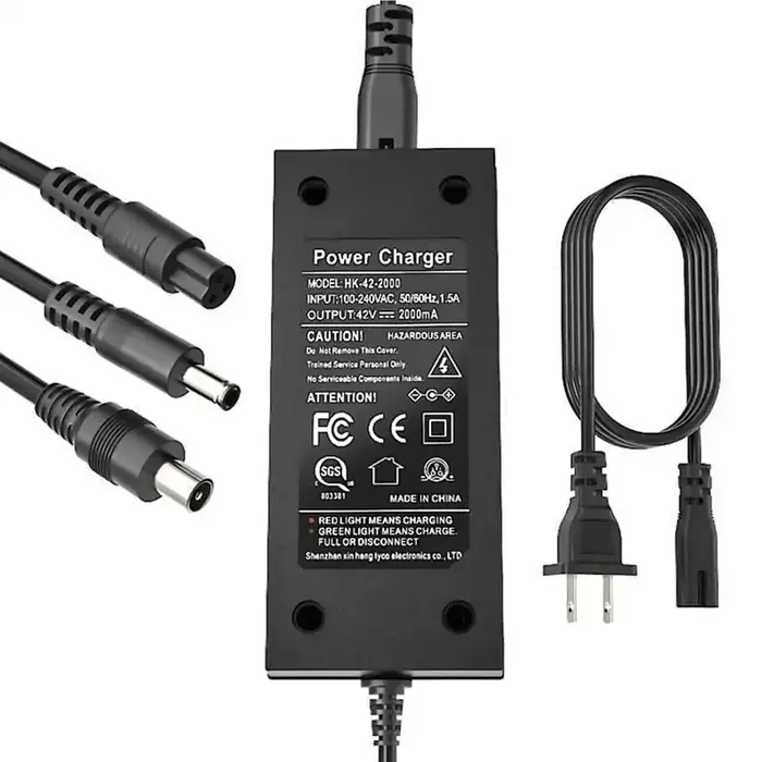 HK-42-2000 - EVAPLUS 42V 2A Electric Scooter Charger for 36V Lithium Battery, SGS Safe Fast Charger with 3 Types of Connectors, Compatible with Pocket Mod Sports Mod, Replacement Electric Scooter Charger