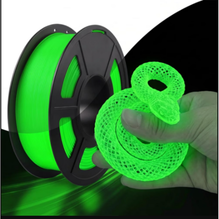EONO3D-GITD-GRN-TPU - EONO3D Glow in the Dark Green TPU Filament 1.75mm, 1kg – Flexible & Glossy as Silk, Shore 95A TPU Silk Silver, Soft Yet Durable for Fashion, Decor & Functional Parts, Vacuum Sealed
