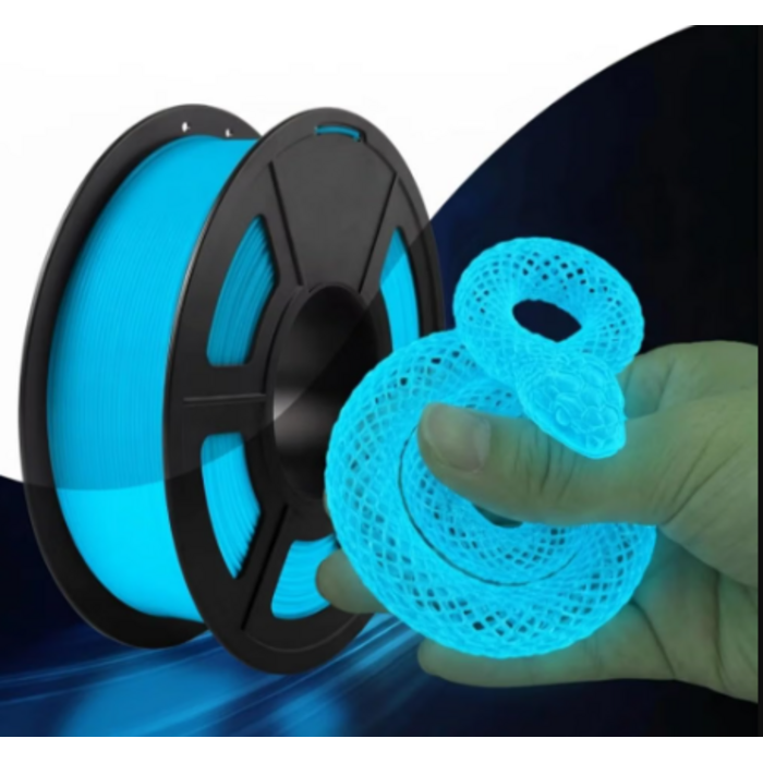 EONO3D-GITD-BLU-TPU - EONO3D Glow in the Dark Blue TPU Filament 1.75mm, 1kg – Flexible & Glossy as Silk, Shore 95A TPU Silk Silver, Soft Yet Durable for Fashion, Decor & Functional Parts, Vacuum Sealed