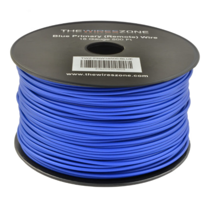 PRW18500-BLUE - The Wires Zone Blue 18 Gauge AWG Stranded Primary Remote Wire Cable/By the Foot