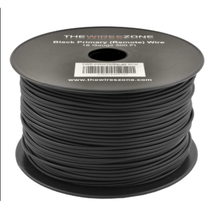 PRW18500-BLK - The Wires Zone Black 18 Gauge AWG Stranded Primary Remote Wire Cable/By the Foot