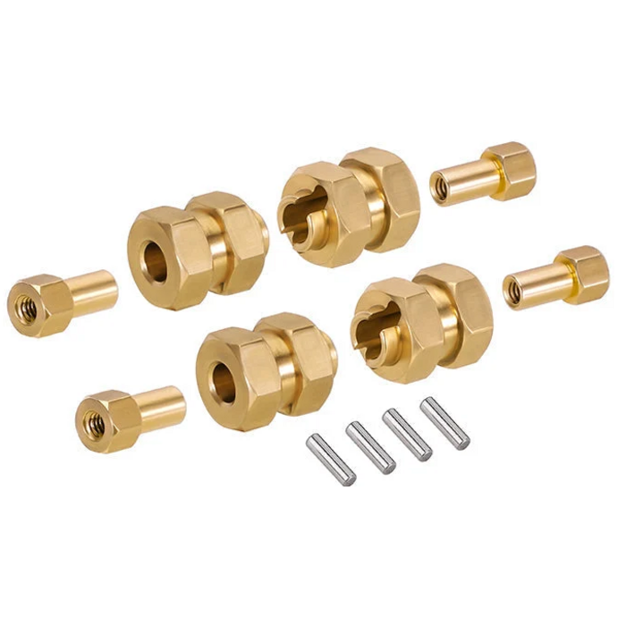 INJORA SCX24-17 - INJORA 4PCS Brass Wheel Hex Hub +5mm Extenders for Axial SCX24 AX24