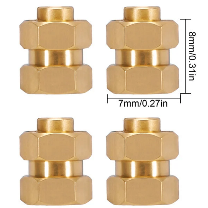 INJORA SCX24-17 - INJORA 4PCS Brass Wheel Hex Hub +5mm Extenders for Axial SCX24 AX24