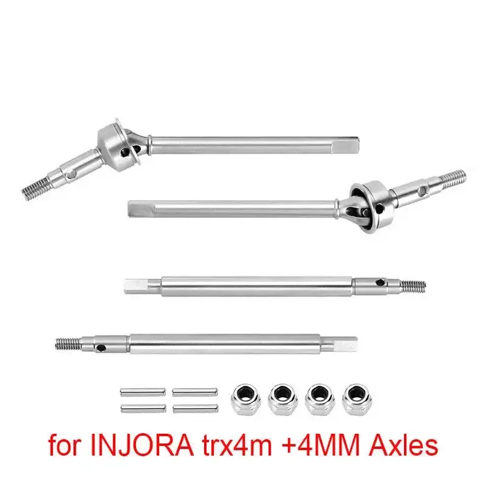 INJORA 4M-96FR - INJORA Front & Rear Stainless Steel Axle Shafts for INJORA TRX4M +4mm Axles