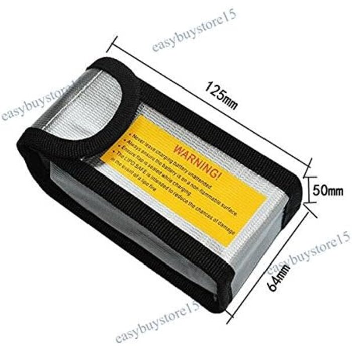 FBB125-02 - sccsport Lipo Battery Fireproof Explosion Proof Bag Storage Guard Safe Pouch 125 x 64 x 50mm