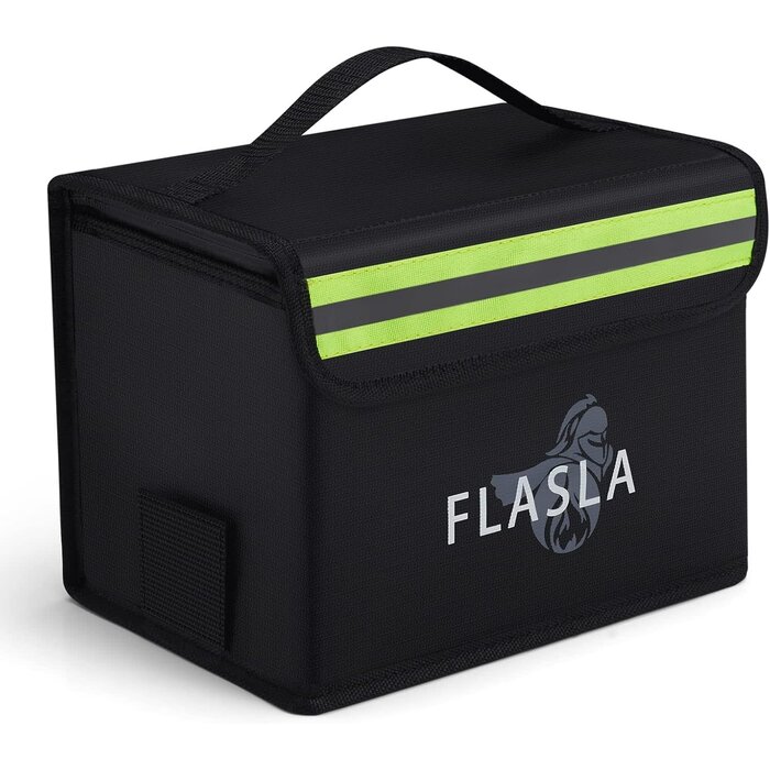 FS-LB-01 - FLASLD FLASLD Lipo Battery Safe Bag Fireproof Explosionproof Bag for Charge & Storage, 8.6 x 6.7 x 5.9 in RC Lipo Guard Pouch with Large Capacity