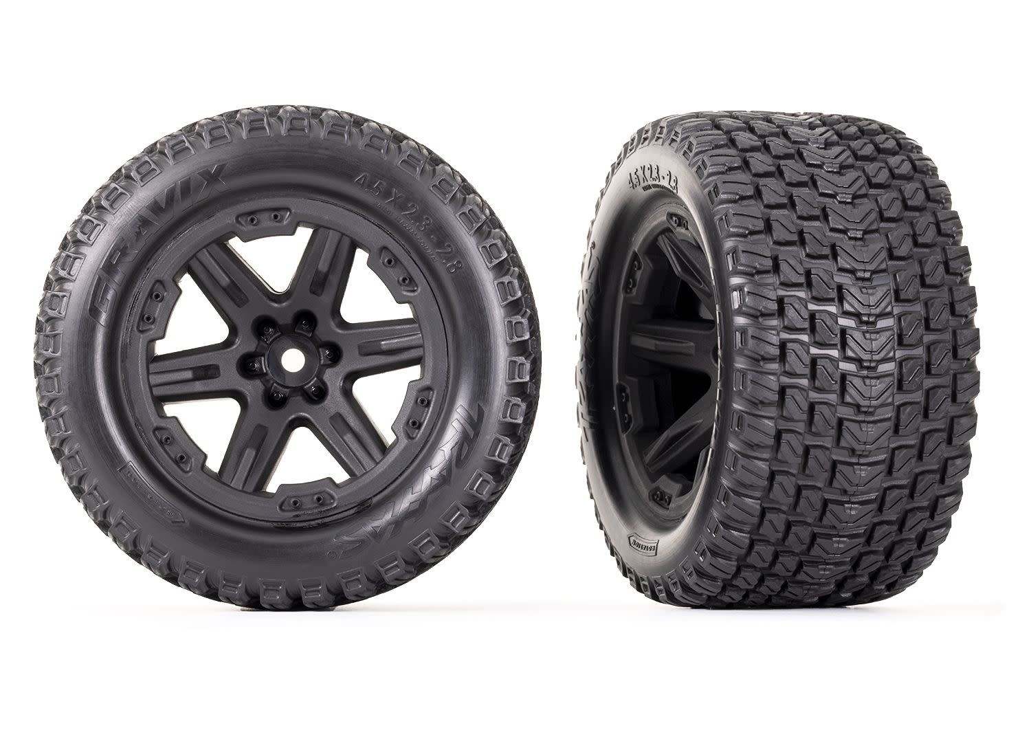 Traxxas 6764 - RXT 2.8" Black Wheels & Gravix Tires (2)
