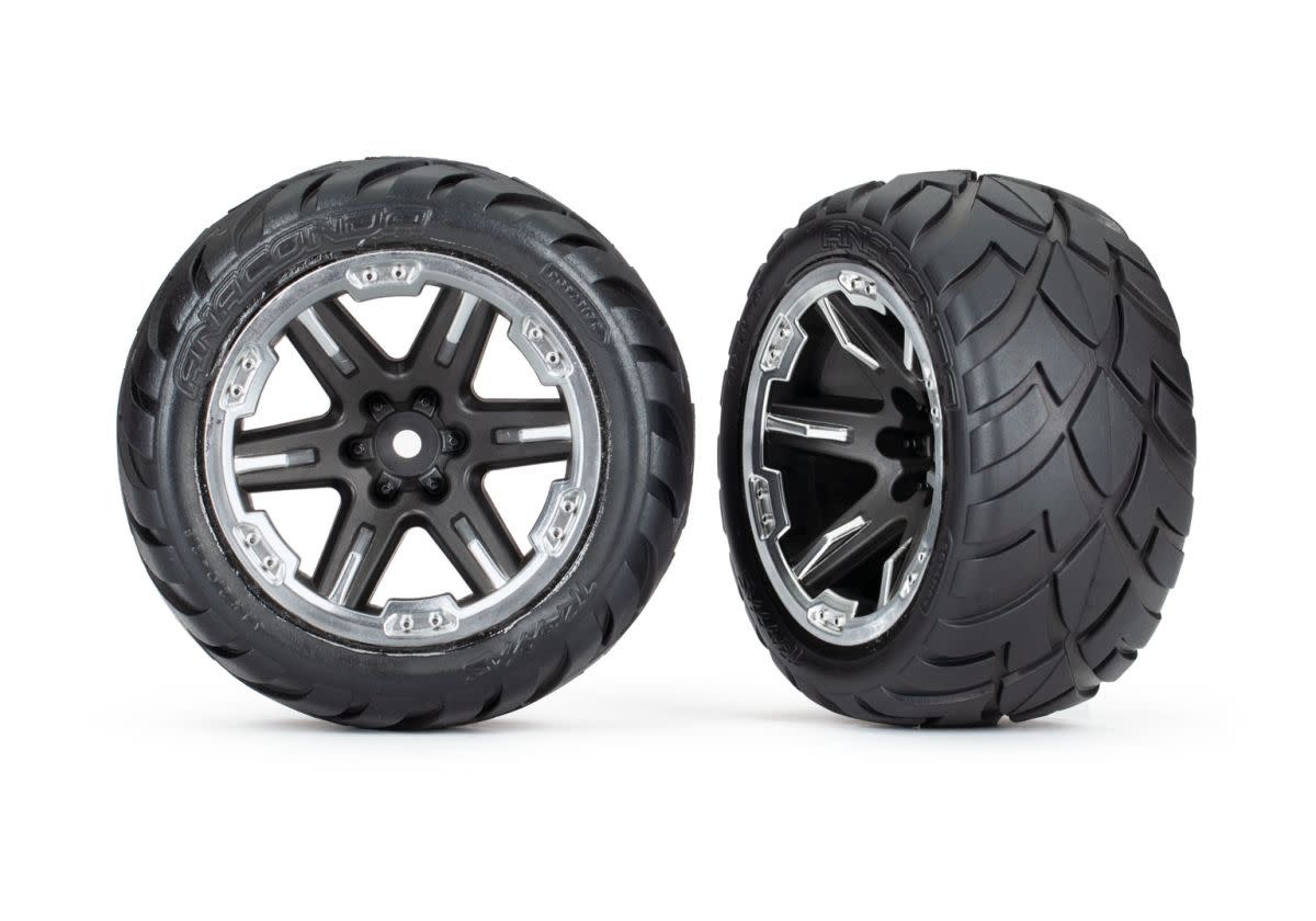 Traxxas 6775X - RXT 2.8" Black & Chrome Wheels & Anaconda Tires (2)