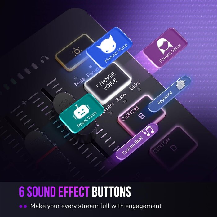 SC3 - FIFINE Ampligame SC3 Gaming Audio Mixer with Indi-Fader and Volume Control USB PnP for PC, Mute Button, XLR Preamp, RGB, VoiceChanger, 48V Phantom Power, Monitoring, Podcast, Recording, Vocal, Streaming