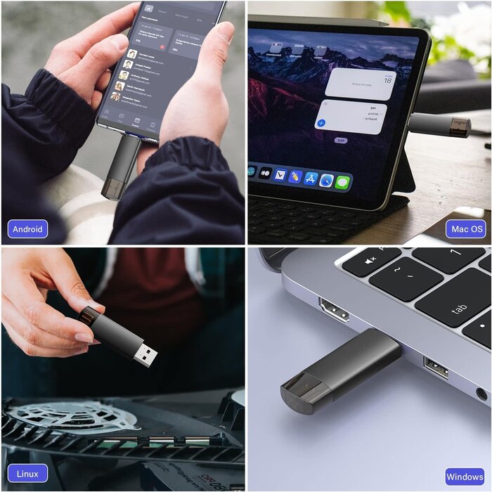 U207-32GB - JOIOT 32GB USB-C Flash Drive Dual USB 3.0 Flash Drive Type C + USB A Portable Type-C Flash Drive 2-in-1 USB-C Thumb Drive for Smartphone Tablet Computer Mac iPhone 15