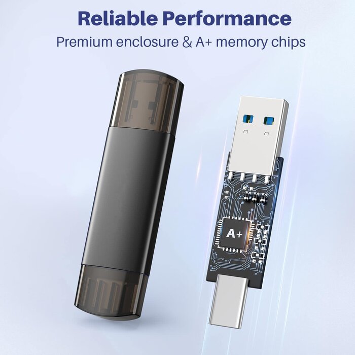 U207-32GB - JOIOT 32GB USB-C Flash Drive Dual USB 3.0 Flash Drive Type C + USB A Portable Type-C Flash Drive 2-in-1 USB-C Thumb Drive for Smartphone Tablet Computer Mac iPhone 15