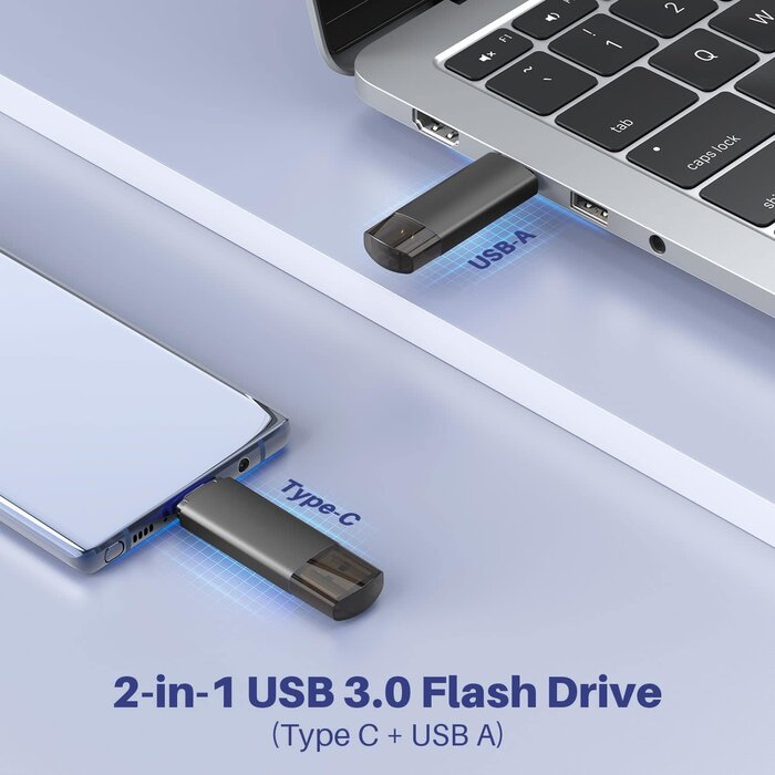 U207-32GB - JOIOT 32GB USB-C Flash Drive Dual USB 3.0 Flash Drive Type C + USB A Portable Type-C Flash Drive 2-in-1 USB-C Thumb Drive for Smartphone Tablet Computer Mac iPhone 15