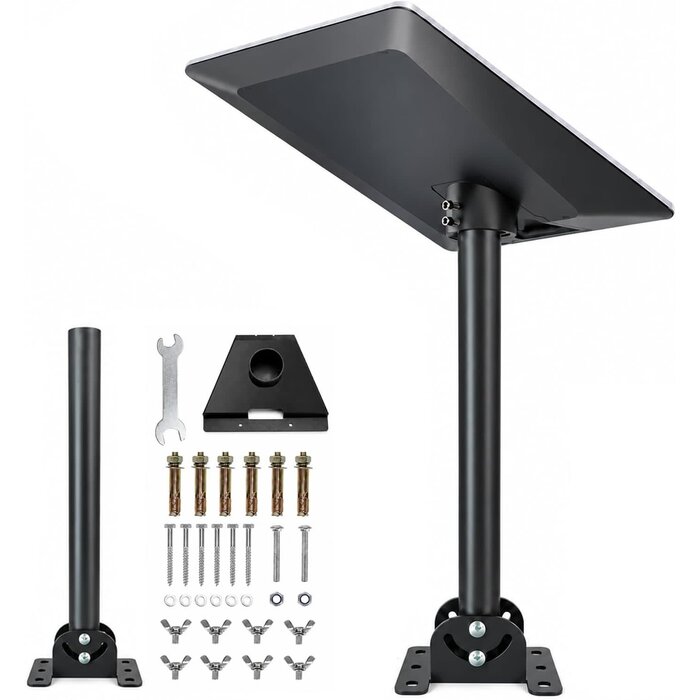 Sl-WM-001 - UBRINEXY Starlink V5 Roof Mount, Works with Original V5 Pipe Adapter Heavy Duty Steel Mount for Standard Mini Gen 3 4 4X, 360 Degree Rotating Adapter, 180 Degree Adjustable Base, 17.7 Inch Straight Pole