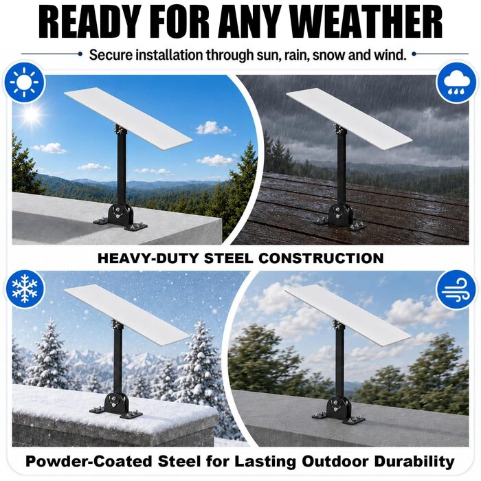 Sl-WM-001 - UBRINEXY Starlink V5 Roof Mount, Works with Original V5 Pipe Adapter Heavy Duty Steel Mount for Standard Mini Gen 3 4 4X, 360 Degree Rotating Adapter, 180 Degree Adjustable Base, 17.7 Inch Straight Pole