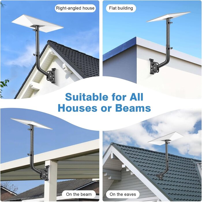 ZJ-A02 - BEIDUONA Adjustable Mount for Starlink Standard Gen 3 (4/4X/V3), Roof & Wall Mounting Kit with 30-Inch Extension Tube, No-Disassembly Angle & Height Adjustment Satellite Finders (Black)