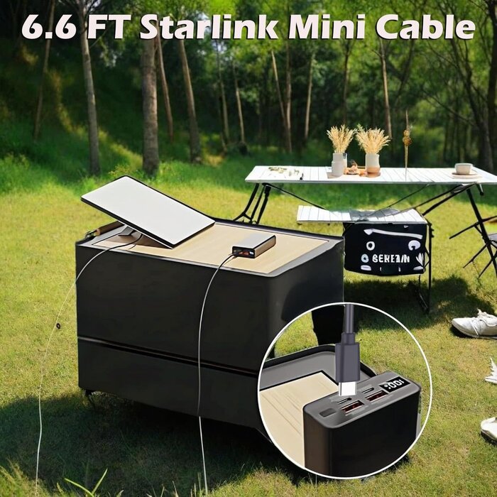 BEN789-6FT - BENACES Starlink Mini Cable, BENACES 6.6 FT Starlink Mini USB C to DC 5.5mm x 2.1mm Power Cable,18AWG USB Type C to DC Charger Cord Compatible with 100W PD Power Bank, Suitable for Outdoor Travel and Camping