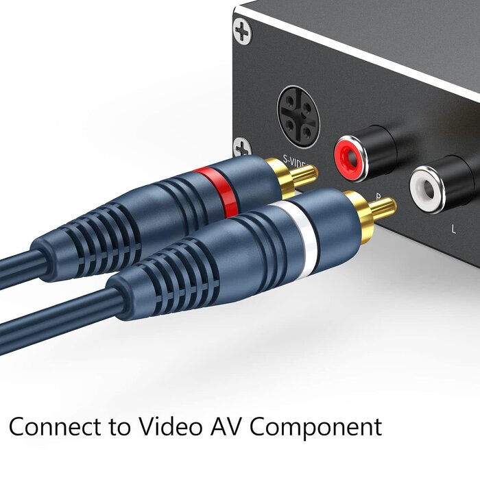BK33 - DteeDck RCA Splitter 1 Female to 2 Male, RCA Y Splitter Audio Cable Split Dark Blue Adapter 8 inch for TV Subwoofer Car Stereo Speaker Amplifer