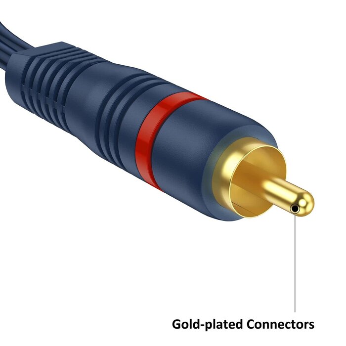 BK33 - DteeDck RCA Splitter 1 Female to 2 Male, RCA Y Splitter Audio Cable Split Dark Blue Adapter 8 inch for TV Subwoofer Car Stereo Speaker Amplifer