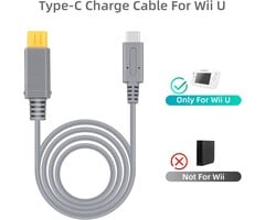 WiiU-PWR-6FT - Wigearss 6.5Ft (2M) Wii U to USB-C Power Cable, Works with a 35w-65w Power Adapter-Gray (Does not Include The Power Adapter/not Compatible with Wii)