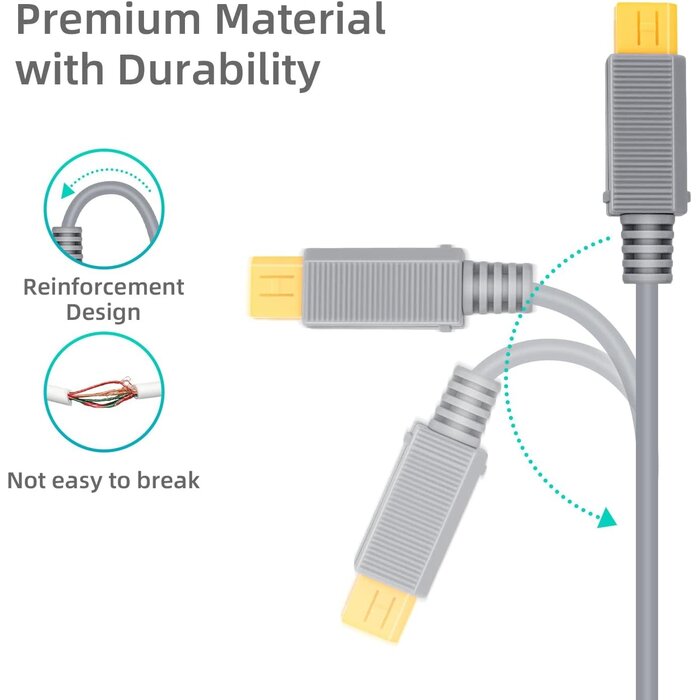 WiiU-PWR-6FT - Wigearss 6.5Ft (2M) Wii U to USB-C Power Cable, Works with a 35w-65w Power Adapter-Gray (Does not Include The Power Adapter/not Compatible with Wii)