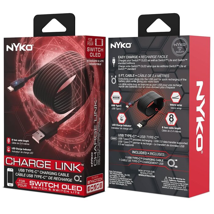 NYK87319 - Nyko Charge Link for Nintendo Switch®, Switch Lite, and Switch OLED, 8ft