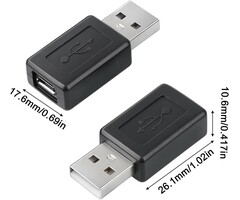 F/MICRO-USB2M/USB-A - Twisina Micro-USB to USB-A Adapter Type-A Male to Micro Female Converter Connector for Tablets Speakers Digital