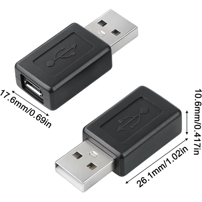 F/MICRO-USB2M/USB-A - Twisina Micro-USB to USB-A Adapter Type-A Male to Micro Female Converter Connector for Tablets Speakers Digital