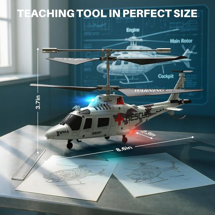 Syma S53H - SYMA S53H Rescue Transport RC Helicopter for Kids, Stable Hover and Safety System One-key Takeoff, Altitude Hold, Blocked-blade Protection, Low-battery Alerts and 2.4GHz Control