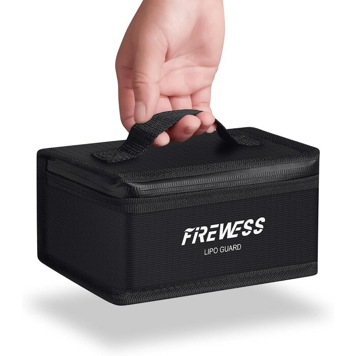 ‎LSB-BLK - FIREWESS Lipo Safe Bag Fireproof, 6.7x4.3x3.3in lithium battery bag fireproof and Explosionproof, Lipo Battery Storage Guard Safe Pouch for Charge and Storage