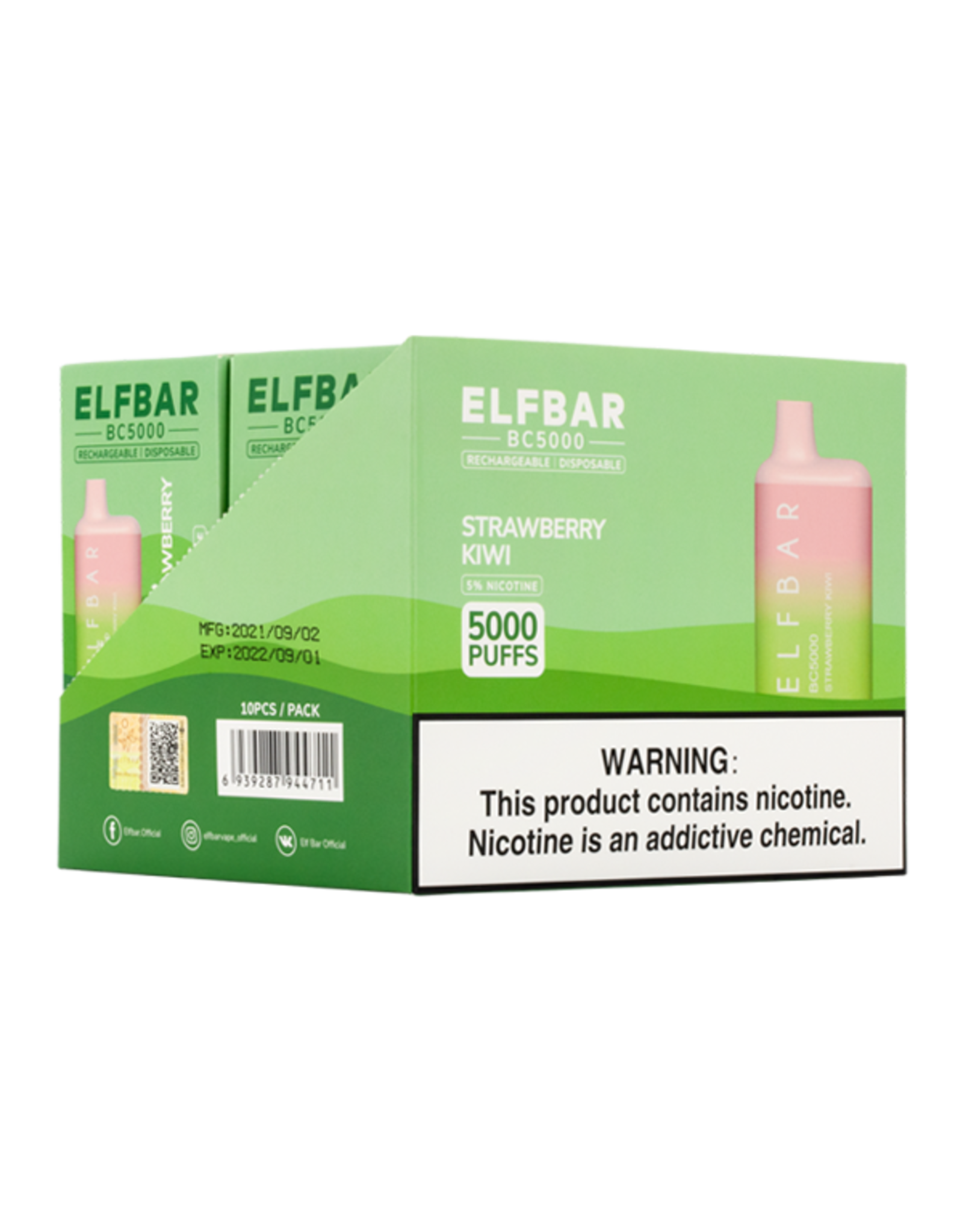 ELFBAR ELFBAR Strawberry Kiwi 5000 Puffs 5% Box