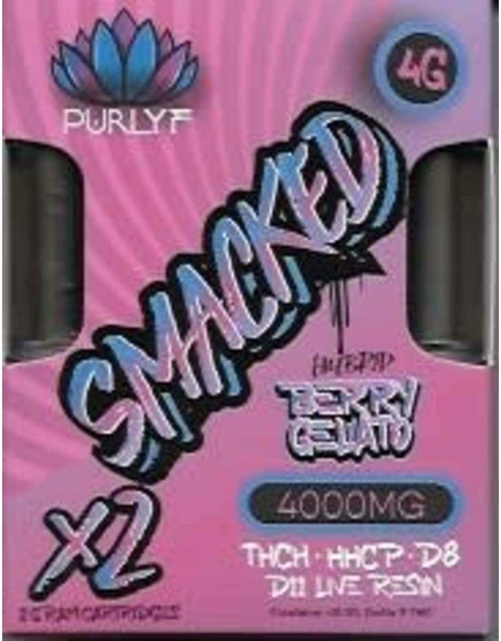 Purlyf Smacked 2x2g Cart THCH HHCP D8 D11 Live Resin Berry Gelato