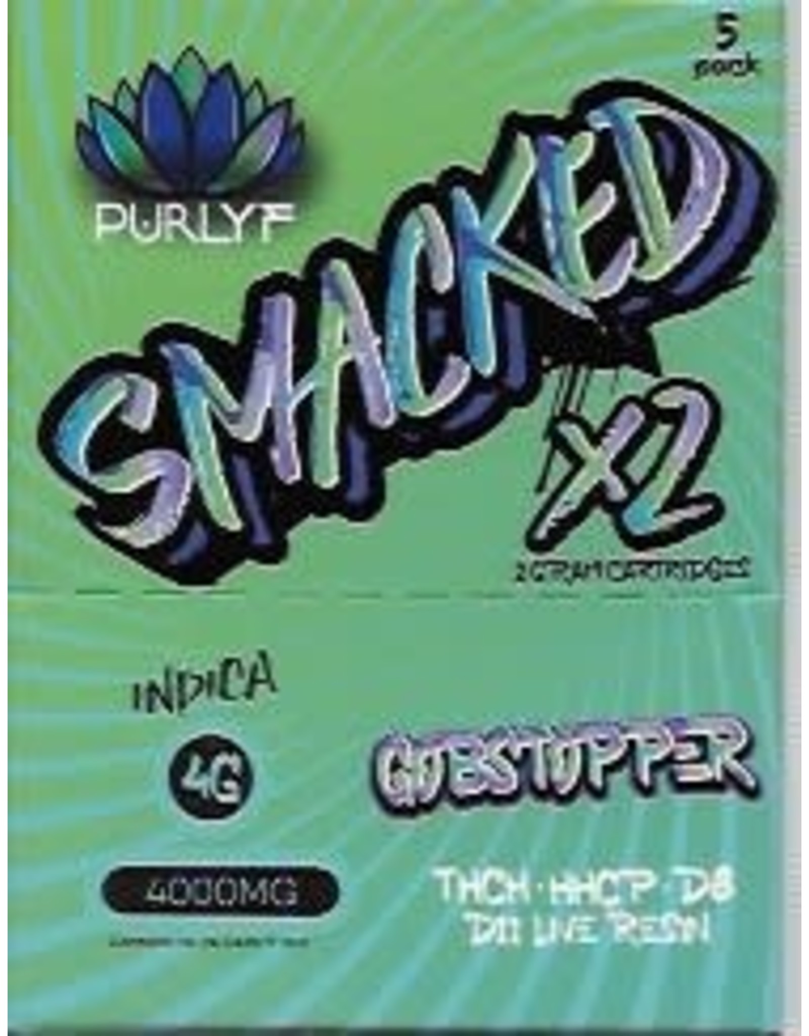 Purlyf Smacked 2x2g Cart THCH HHCP D8 D11 Live Resin Gobstopper Box